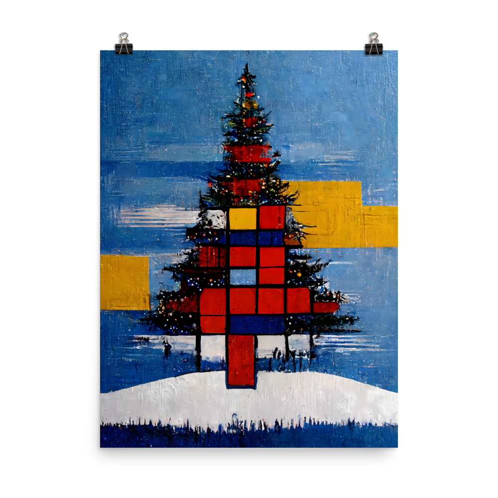Mondrian Inspired Holiday Tree: Festive Abstract Art