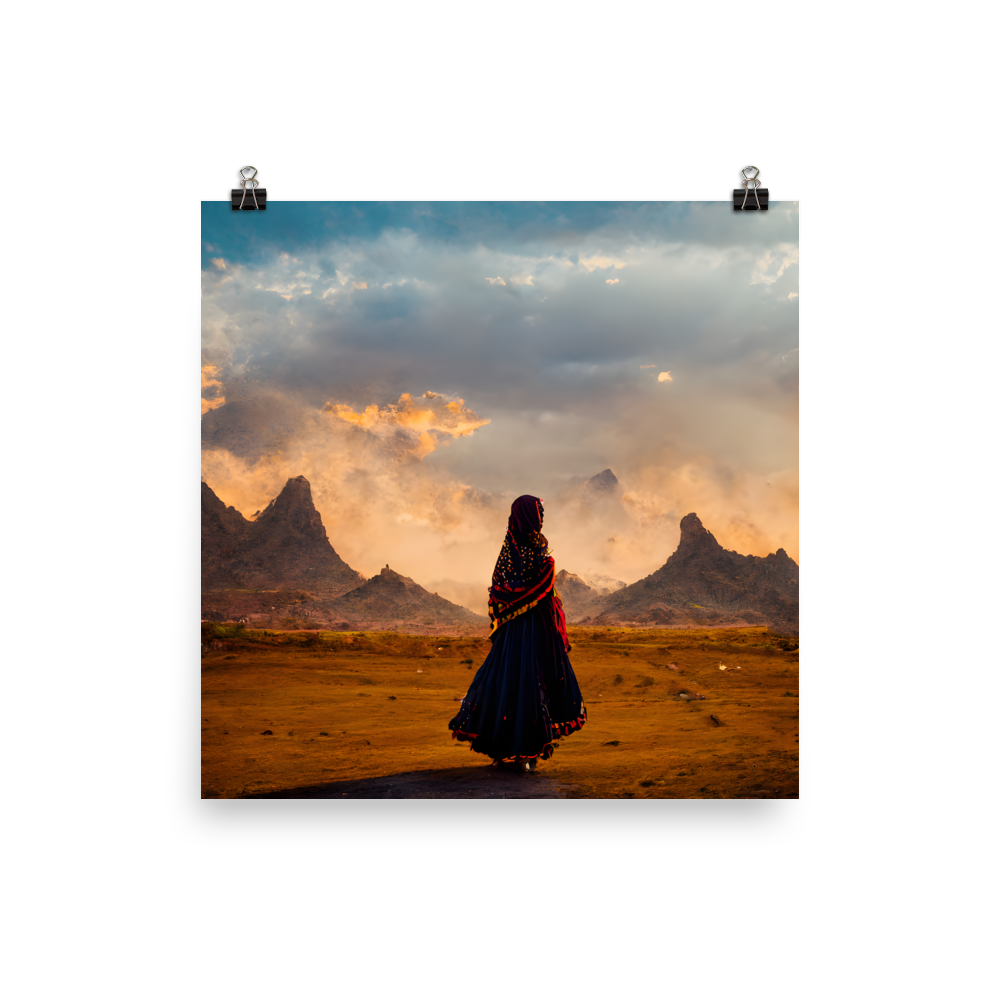 Desert Serenity: Village Woman's Journey