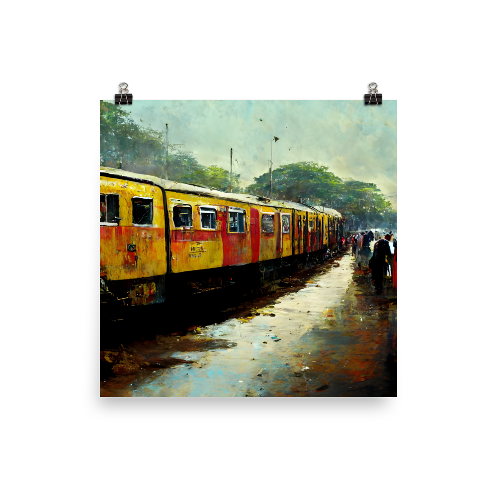 Station Chronicles: Oil Painting of a Village Railway Journey