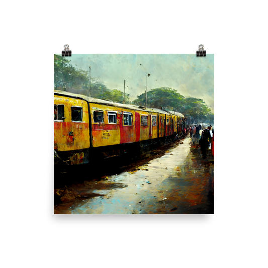 Station Chronicles: Oil Painting of a Village Railway Journey