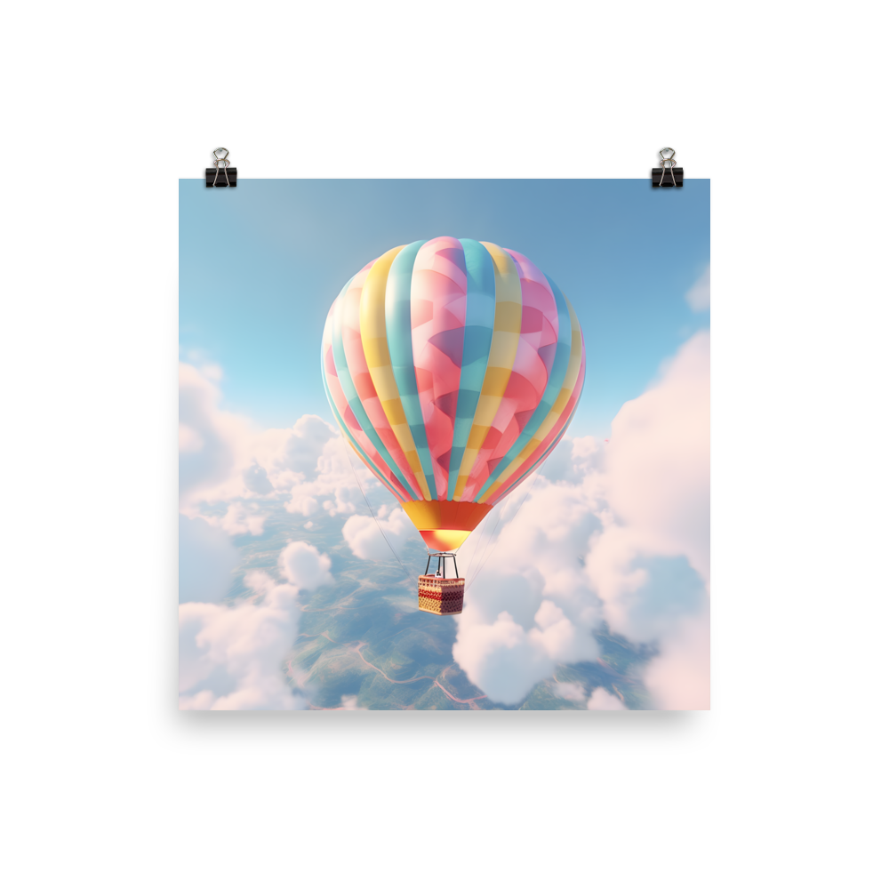 Serene Flight: Colorful Balloon Soaring in Mesmerizing Skies