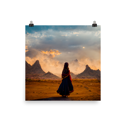 Desert Serenity: Village Woman's Journey