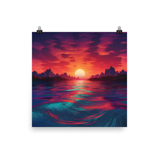 Sunset Synthwave: Vibrant Reflections on the Sea