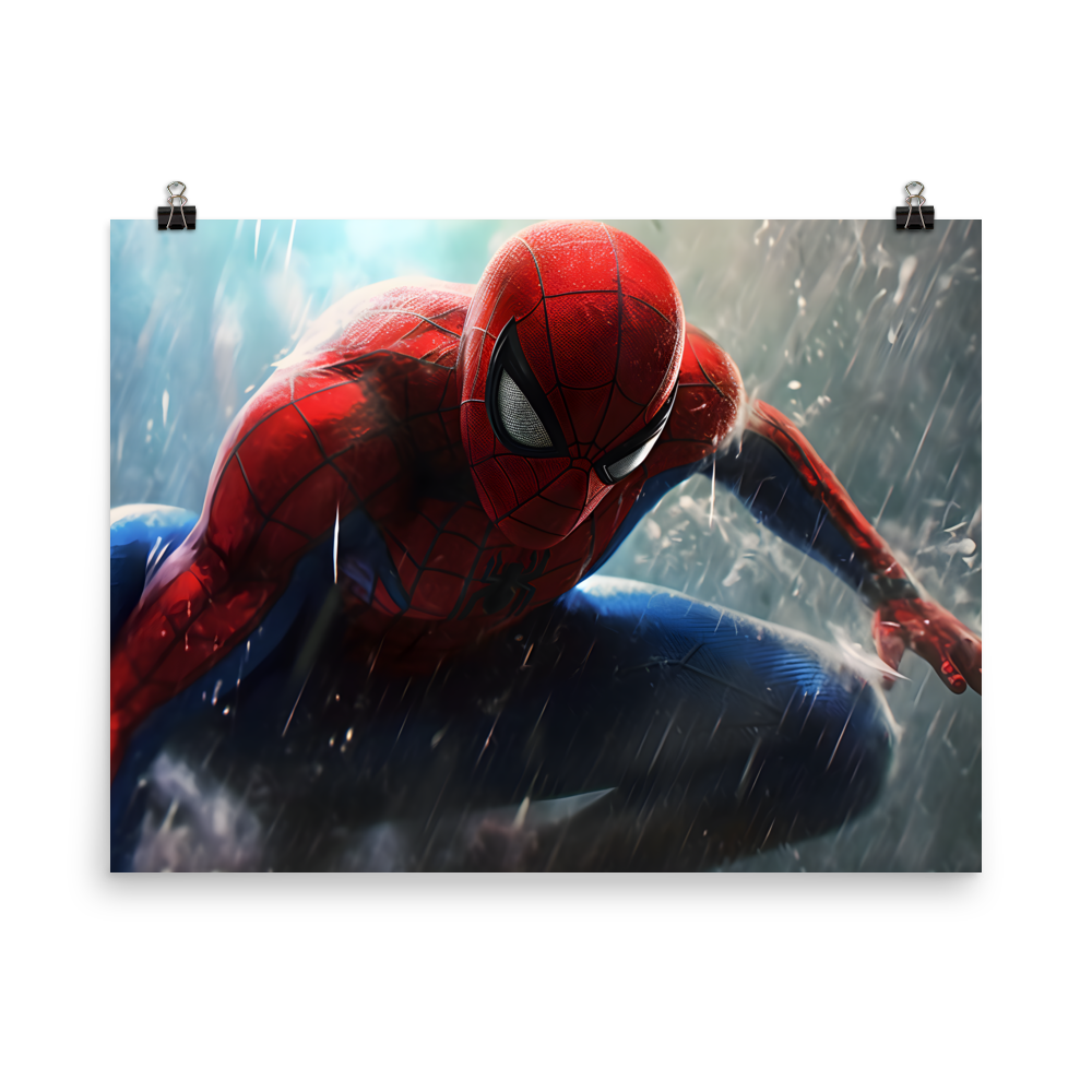 Web-Slinger's Pursuit: Spider-Man in Iconic Action