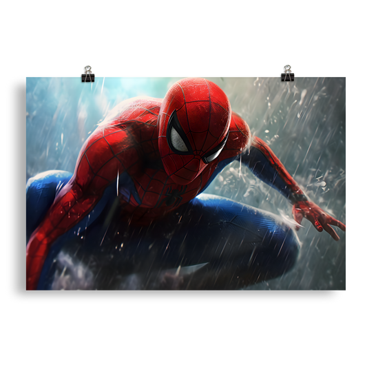 Web-Slinger's Pursuit: Spider-Man in Iconic Action