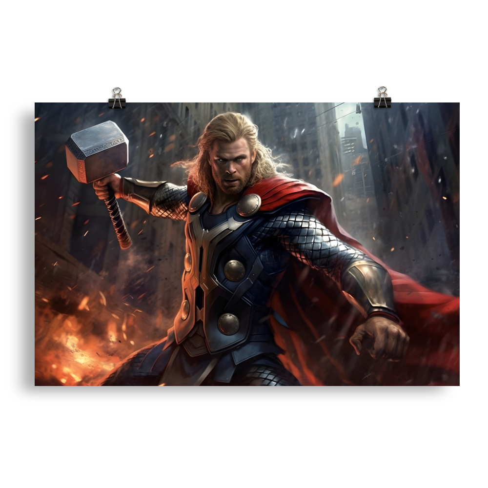 Furious Might: Thor Unleashed with His Hammer