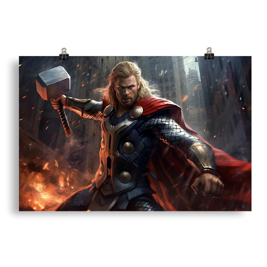 Furious Might: Thor Unleashed with His Hammer