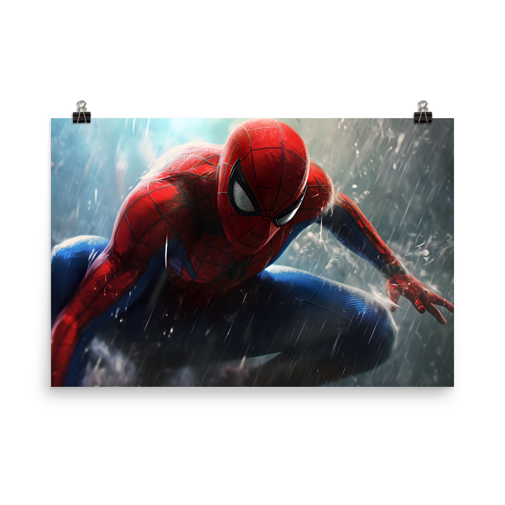 Web-Slinger's Pursuit: Spider-Man in Iconic Action