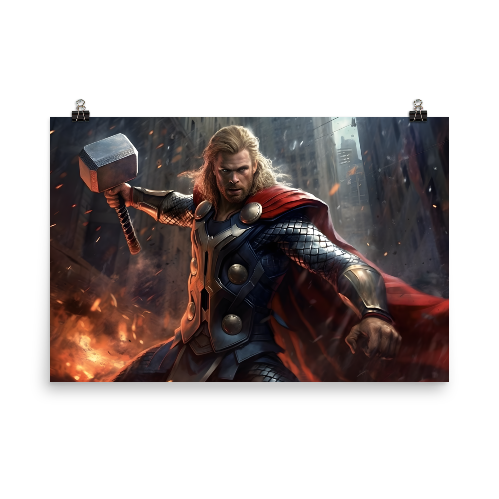 Furious Might: Thor Unleashed with His Hammer