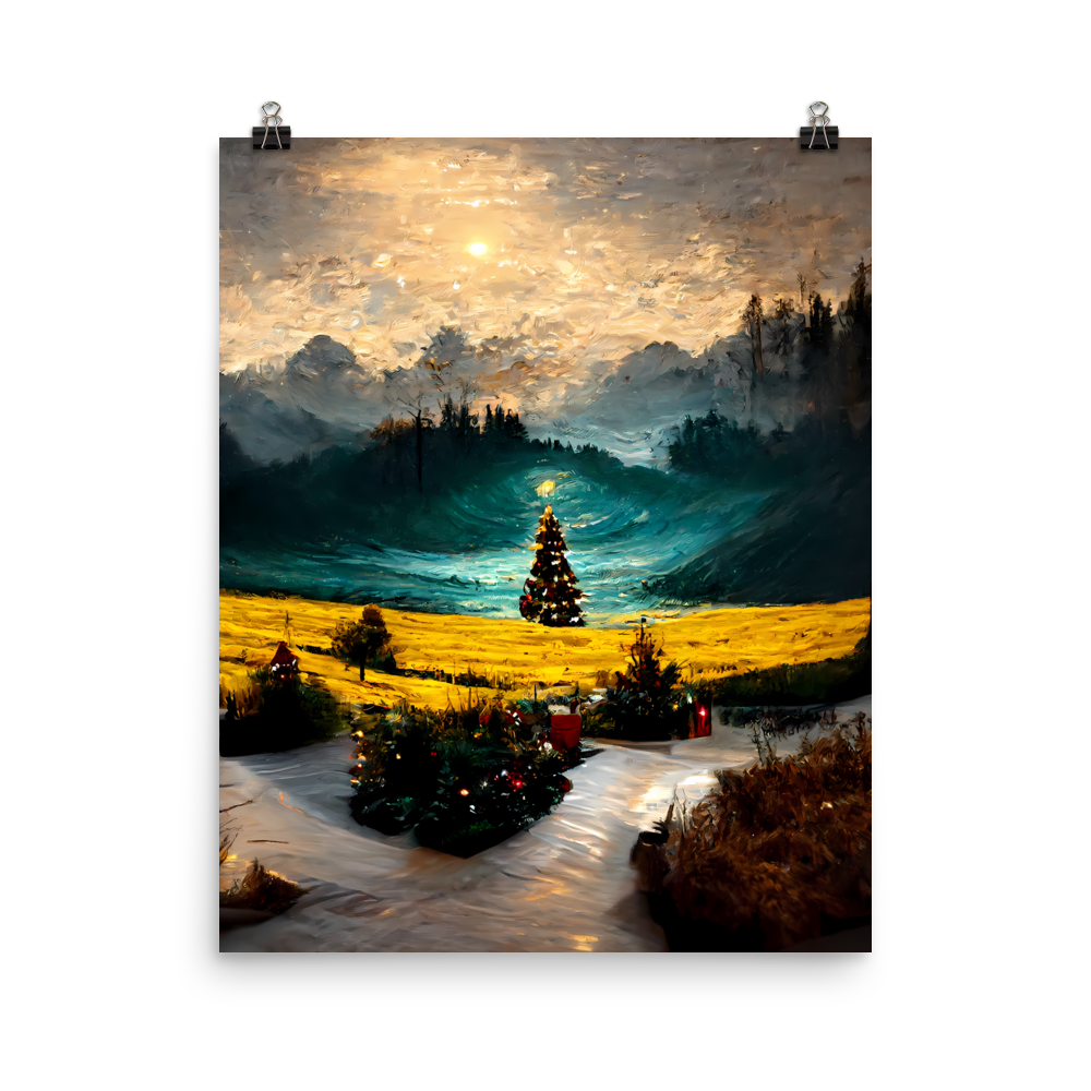 Festive Starry Night: Snowy Christmas Landscape