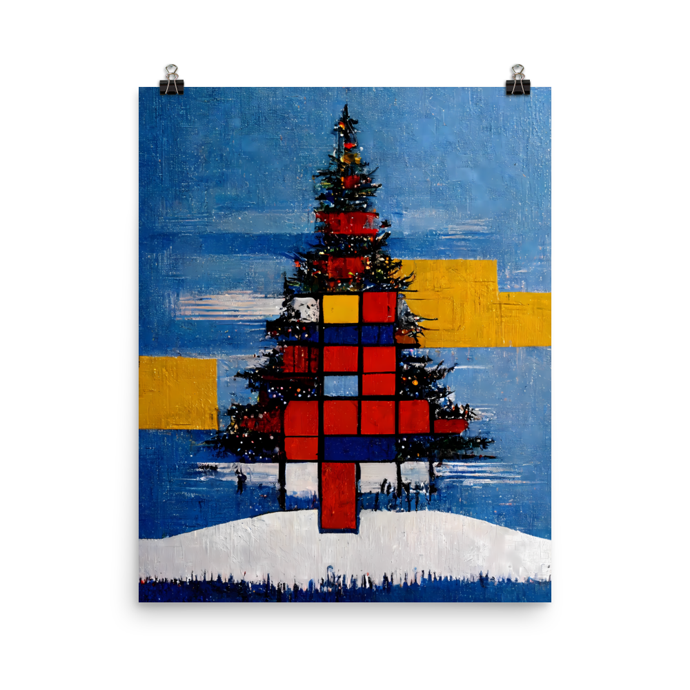 Mondrian Inspired Holiday Tree: Festive Abstract Art