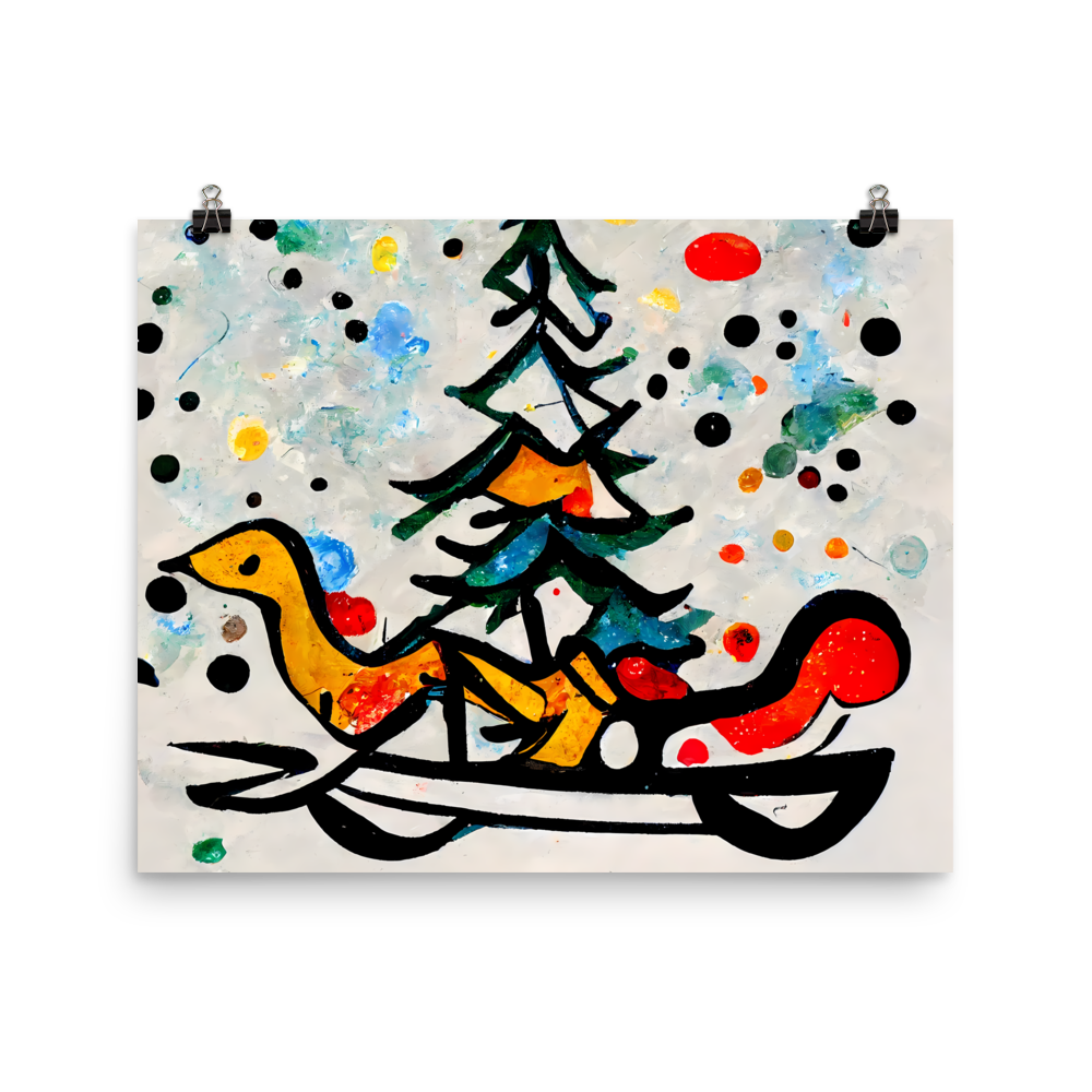 Festive Sleigh Ride: Jackson-inspired Abstract Christmas Art