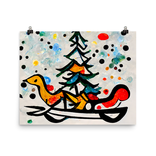 Festive Sleigh Ride: Jackson-inspired Abstract Christmas Art