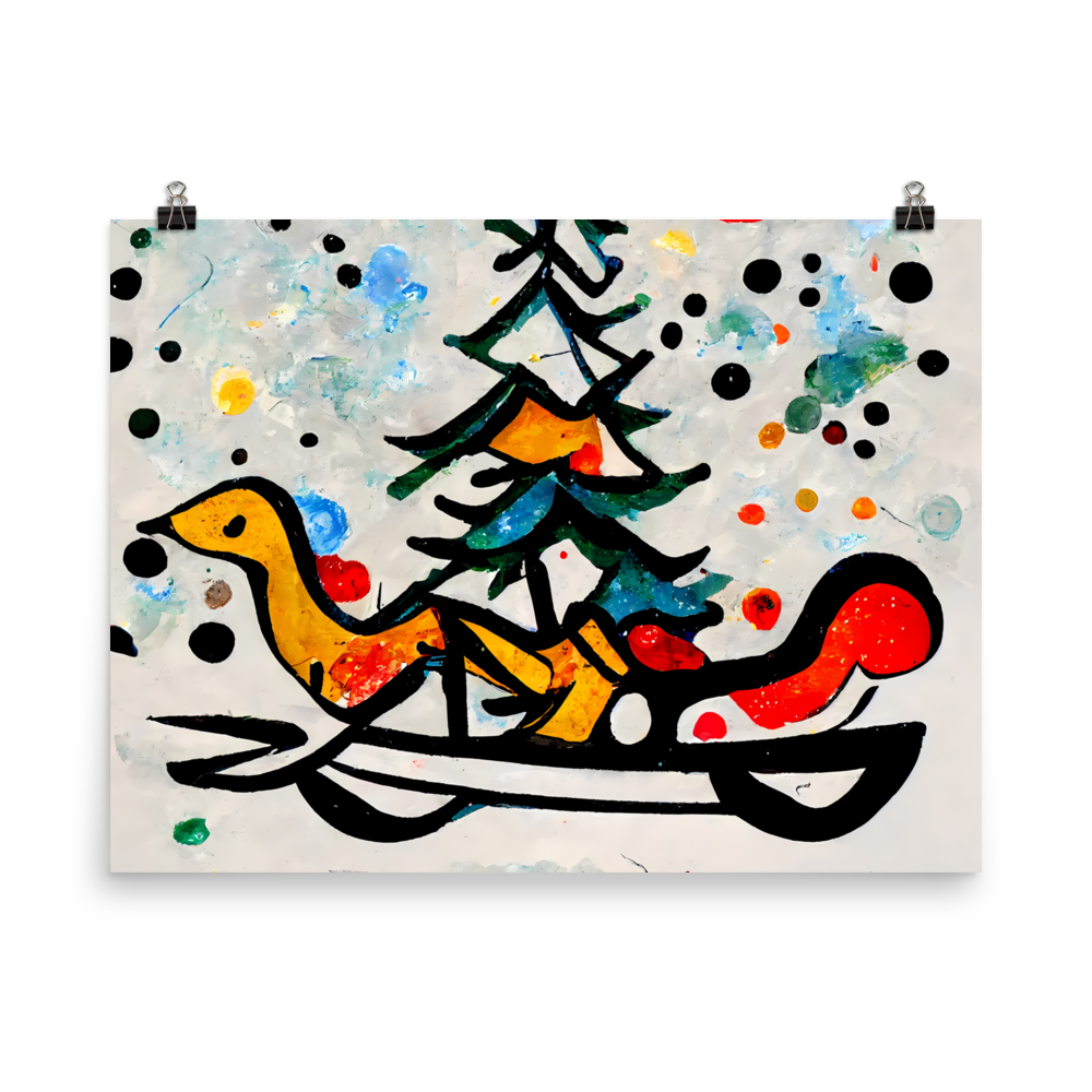 Festive Sleigh Ride: Jackson-inspired Abstract Christmas Art