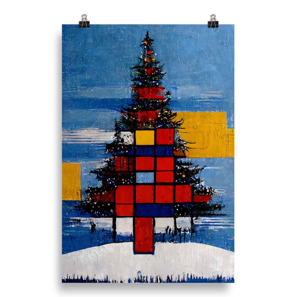 Mondrian Inspired Holiday Tree: Festive Abstract Art