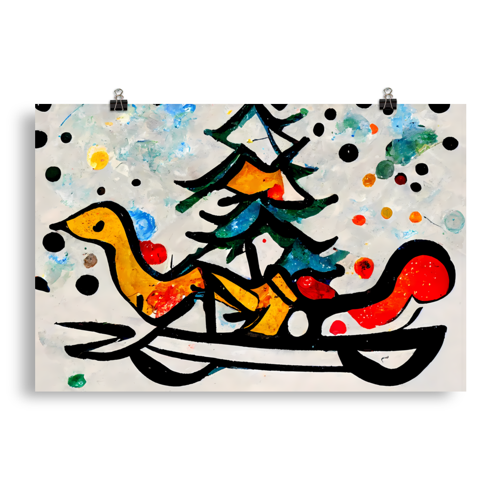 Festive Sleigh Ride: Jackson-inspired Abstract Christmas Art