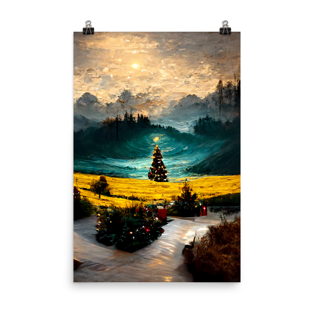 Festive Starry Night: Snowy Christmas Landscape