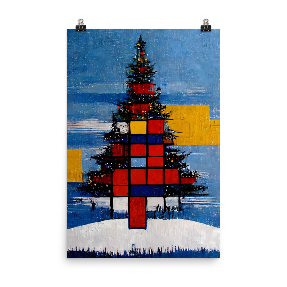 Mondrian Inspired Holiday Tree: Festive Abstract Art