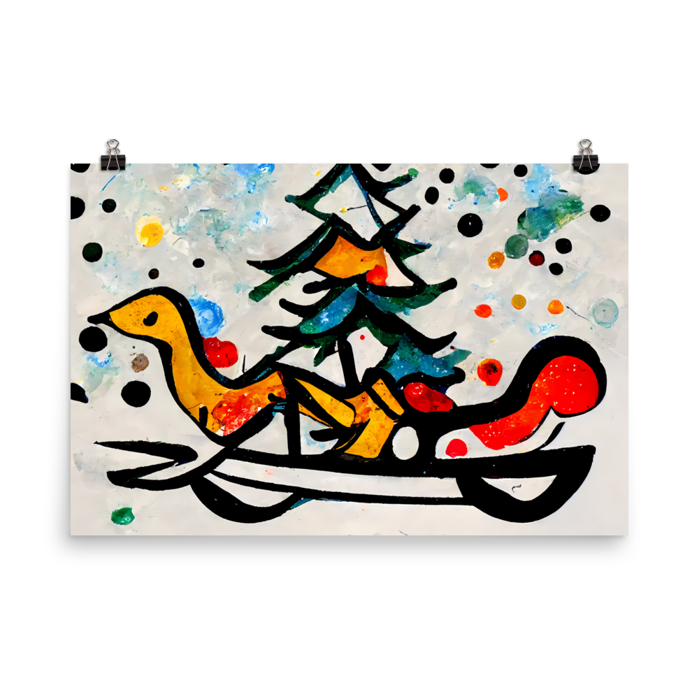 Festive Sleigh Ride: Jackson-inspired Abstract Christmas Art