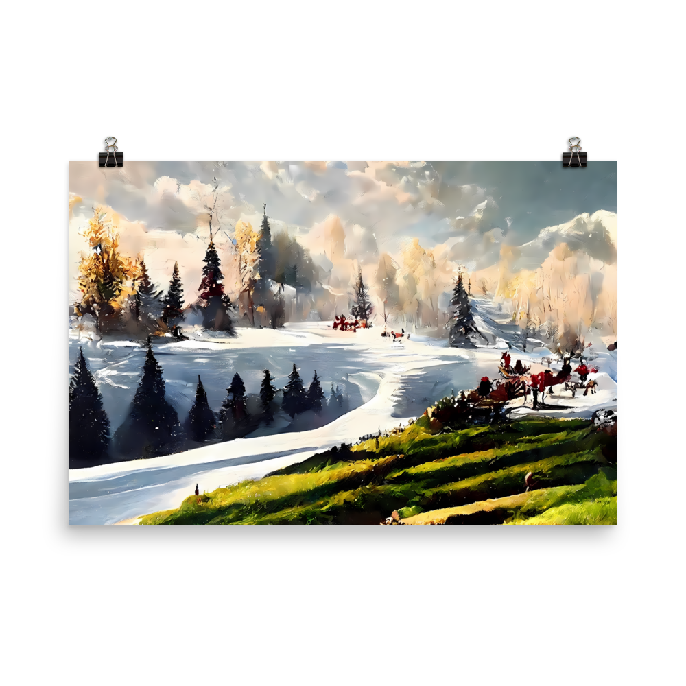 Frosty Meadow: Watercolor Landscape Art